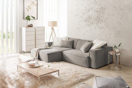 KAWOLA Sofa SAMU Ecksofa Feincord grau, Links
