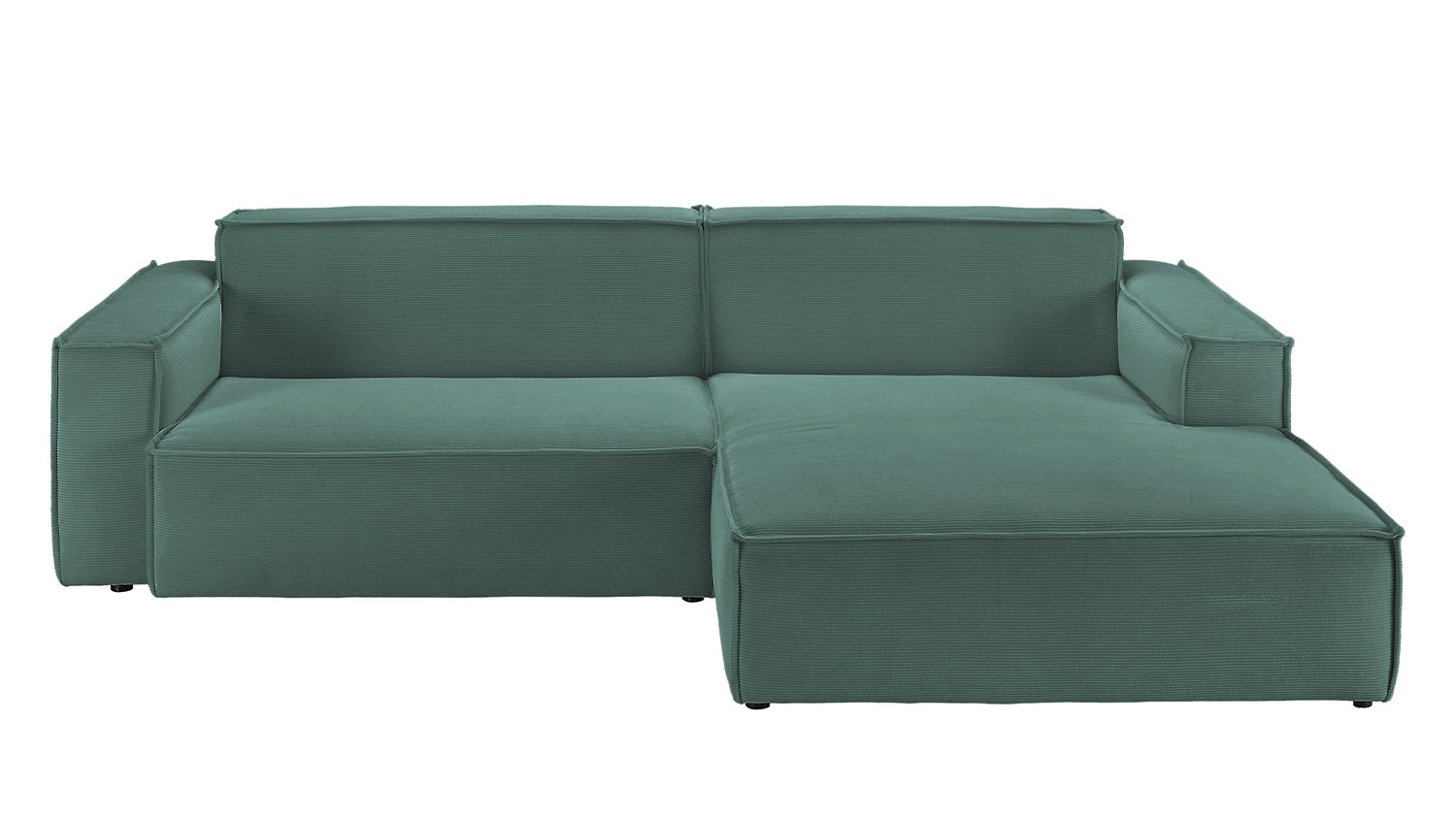 KAWOLA Sofa SAMU Ecksofa Feincord grün