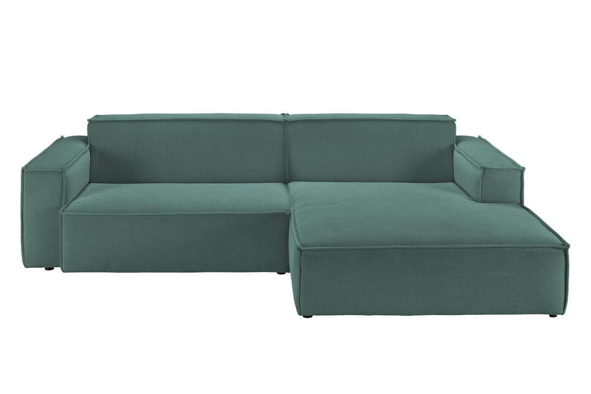 KAWOLA Sofa SAMU Ecksofa Feincord grün