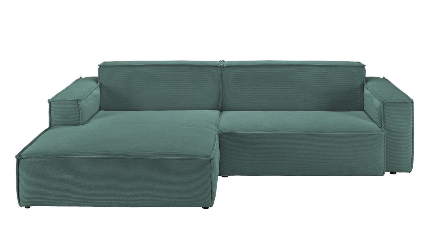 KAWOLA Sofa SAMU Ecksofa Feincord grün