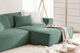 KAWOLA Sofa SAMU Ecksofa Feincord grün