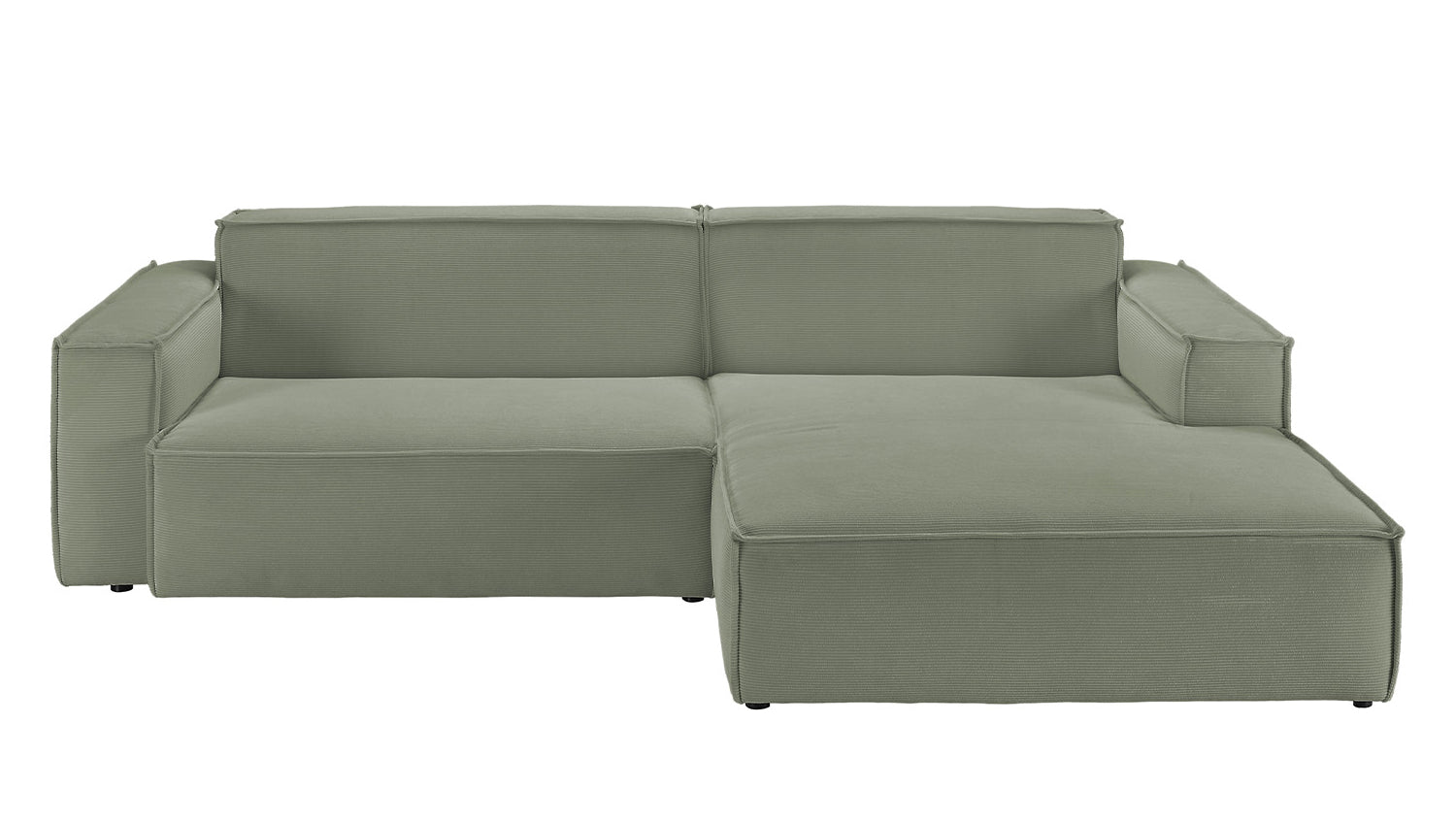 KAWOLA Sofa SAMU Ecksofa Feincord olivgrün