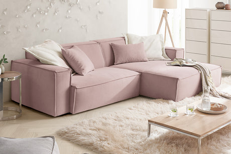 KAWOLA Sofa SAMU Ecksofa Feincord rosa