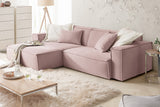 KAWOLA Sofa SAMU Ecksofa Feincord rosa