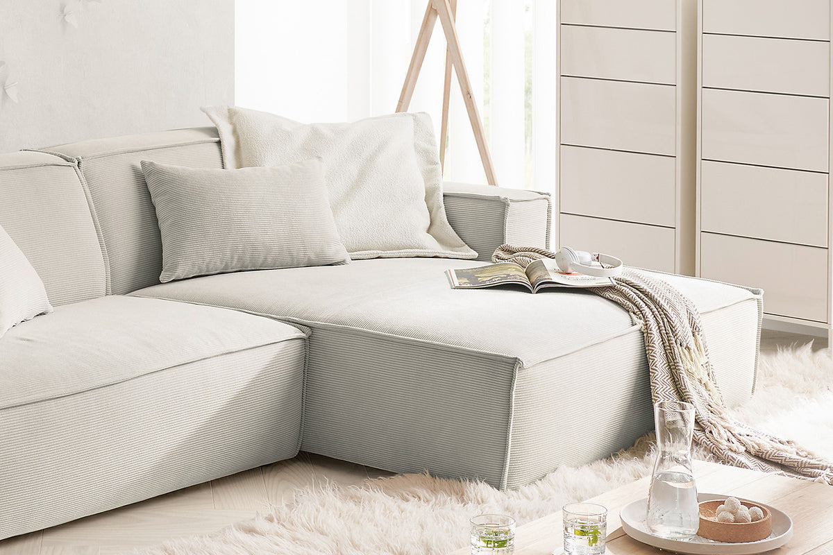 KAWOLA Sofa SAMU Ecksofa Feincord silber