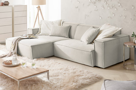KAWOLA Sofa SAMU Ecksofa Feincord silber