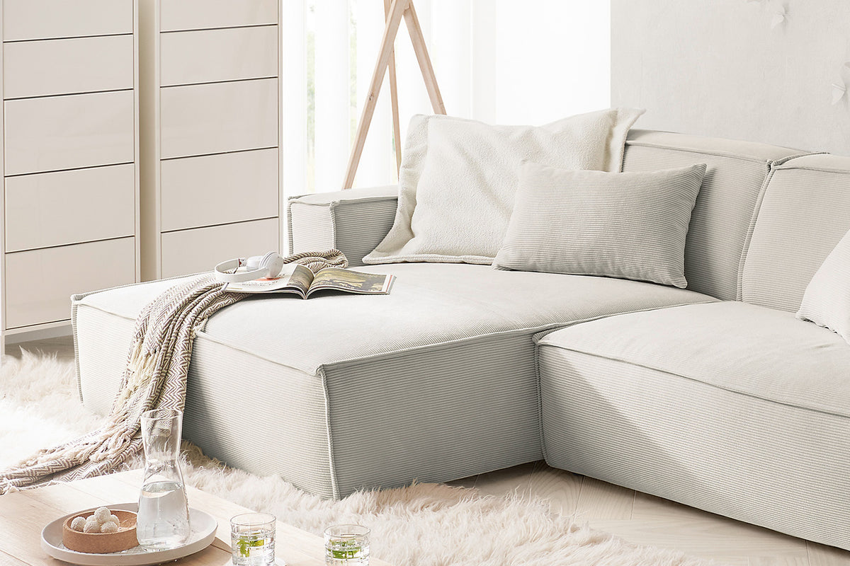 KAWOLA Sofa SAMU Ecksofa Feincord silber