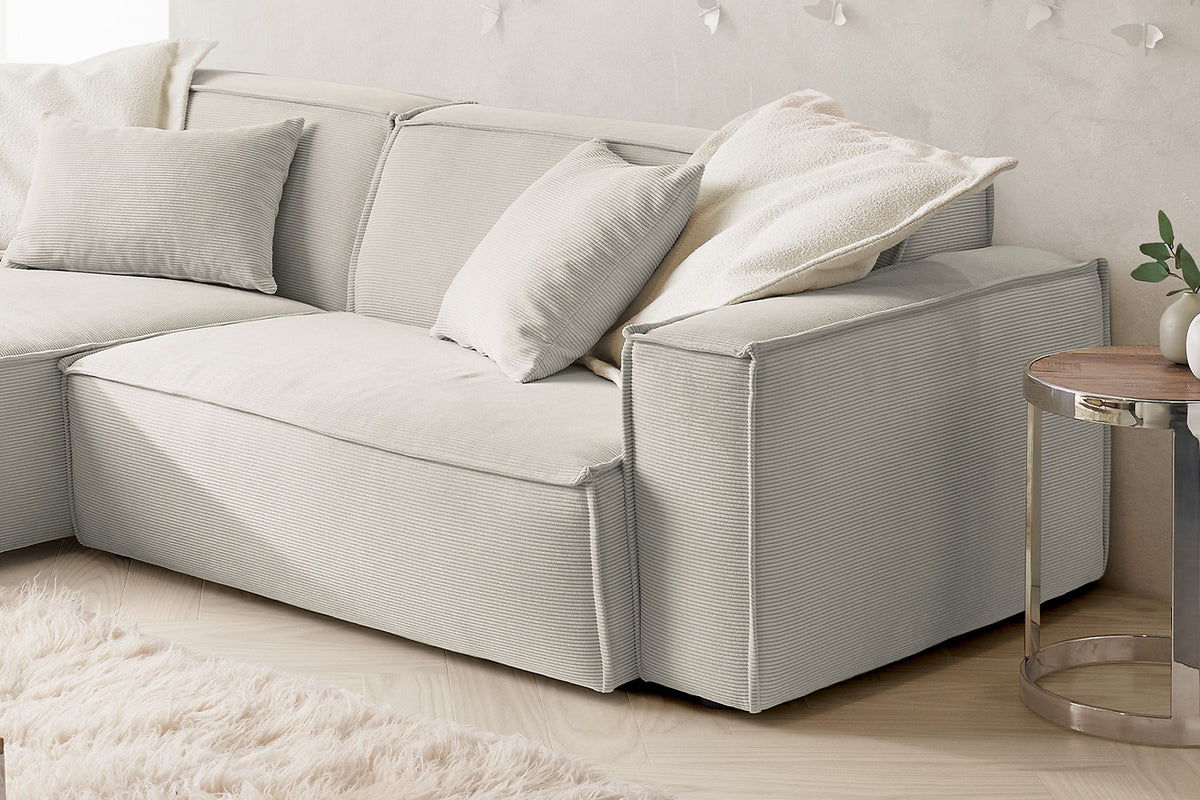 KAWOLA Sofa SAMU Ecksofa Feincord silber