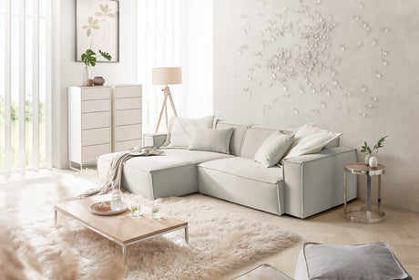 KAWOLA Sofa SAMU Ecksofa Feincord silber, Links