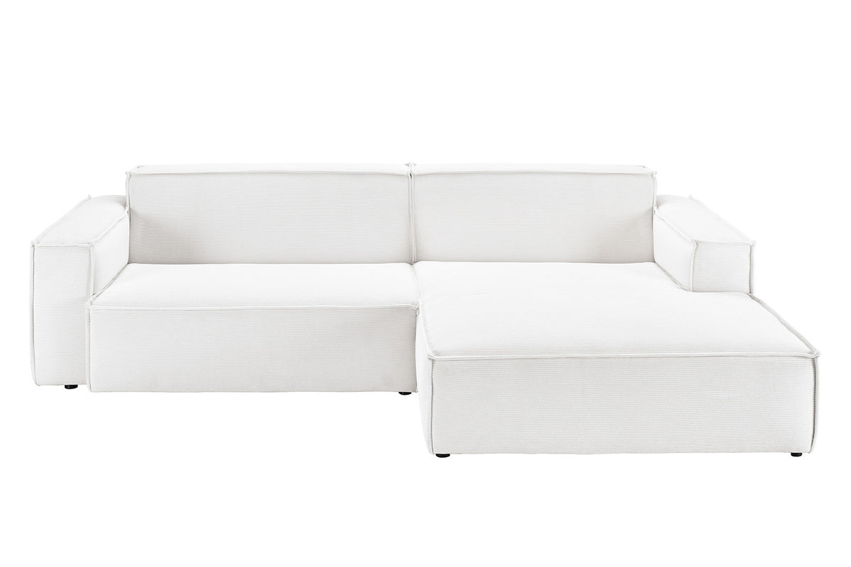 KAWOLA Sofa SAMU Ecksofa Feincord weiß