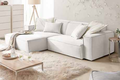KAWOLA Sofa SAMU Ecksofa Feincord weiß