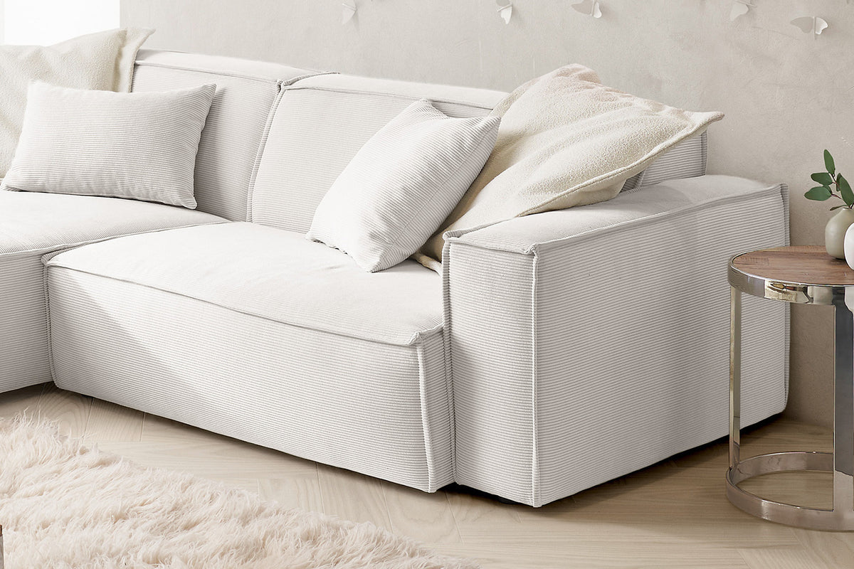 KAWOLA Sofa SAMU Ecksofa Feincord weiß
