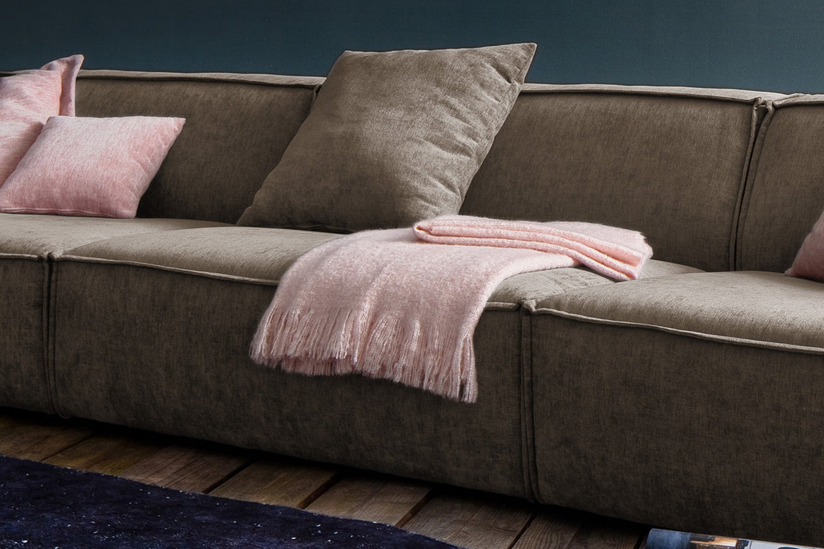 KAWOLA Sofa SAMU Riesensofa Stoff dunkelbraun