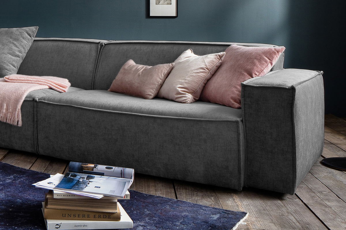 KAWOLA Sofa SAMU Riesensofa Stoff dunkelgrau