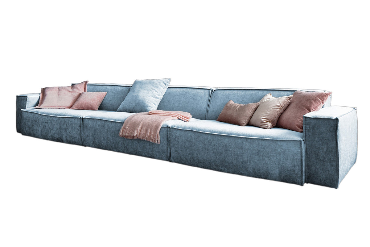 KAWOLA Sofa SAMU Riesensofa Stoff hellblau