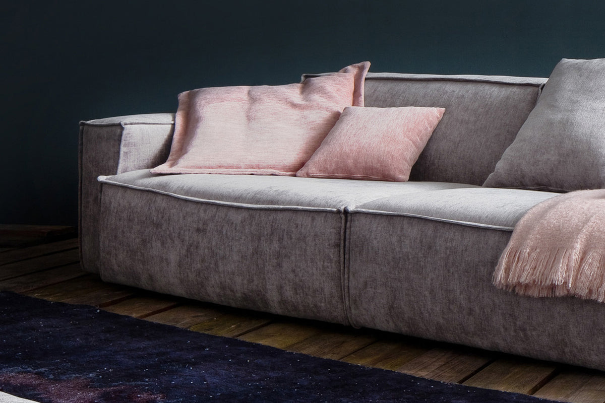 KAWOLA Sofa SAMU Riesensofa Stoff hellgrau