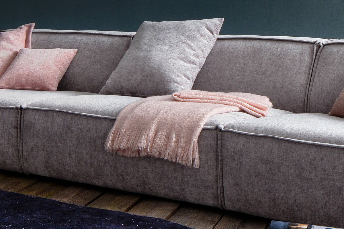 KAWOLA Sofa SAMU Riesensofa Stoff hellgrau