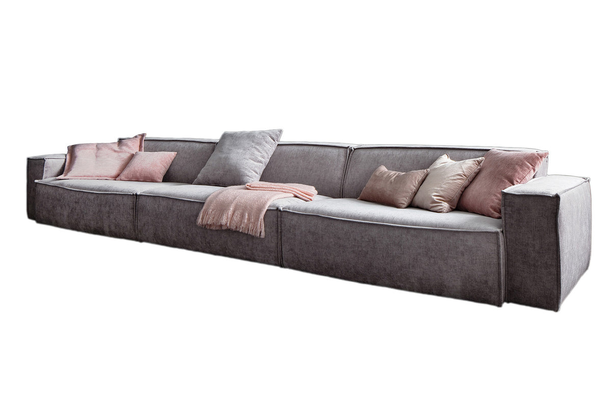 KAWOLA Sofa SAMU Riesensofa Stoff hellgrau