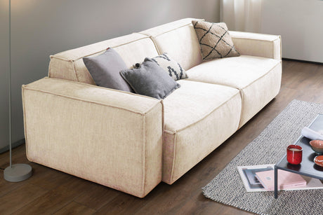 KAWOLA Sofa SAMU Stoff creme, 2-Sitzer