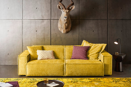 KAWOLA Sofa SAMU Stoff gelb, 3-Sitzer