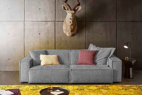 KAWOLA Sofa SAMU Stoff grau, 3-Sitzer