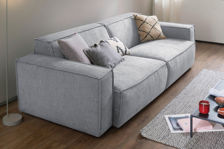 KAWOLA Sofa SAMU Stoff hellgrau, 2-Sitzer