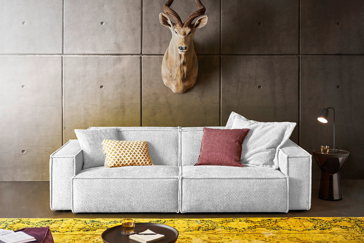 KAWOLA Sofa SAMU Stoff hellgrau, 3-Sitzer