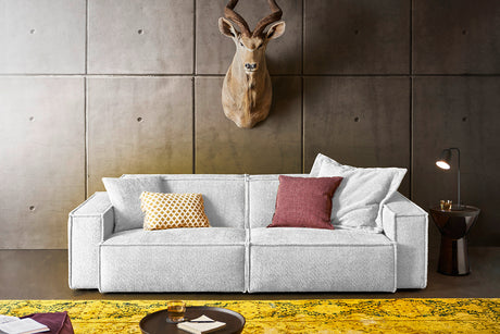 KAWOLA Sofa SAMU Stoff hellgrau, 3-Sitzer