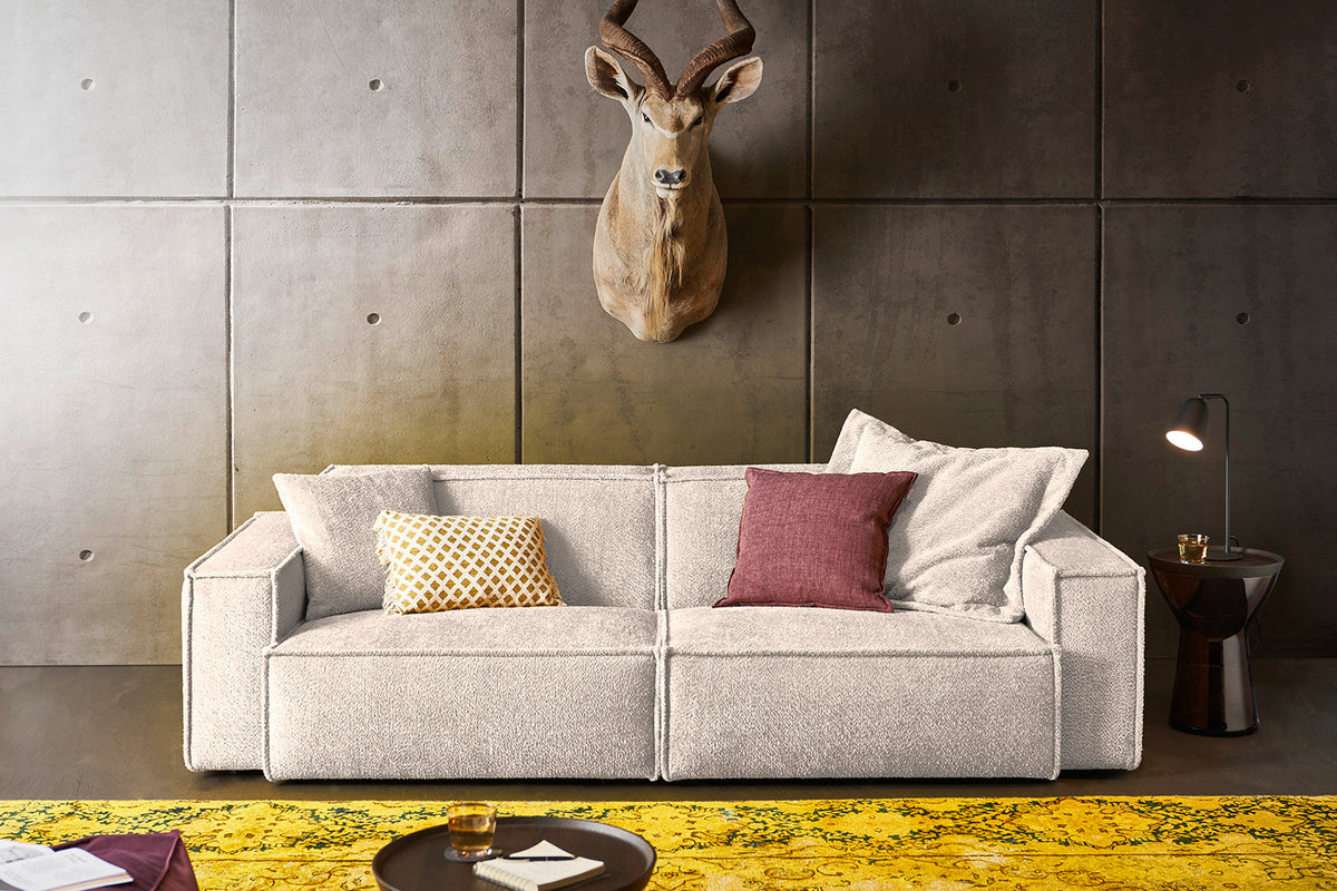 KAWOLA Sofa SAMU Stoff weiß, 2-Sitzer