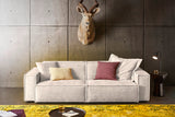 KAWOLA Sofa SAMU Stoff weiß, 3-Sitzer