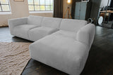 KAWOLA Sofa VALAR Ecksofa Stoff silber Recamiere rechts