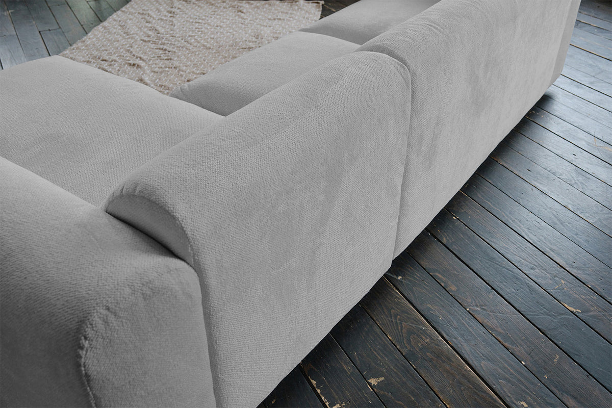 KAWOLA Sofa VALAR Ecksofa Stoff silber Recamiere rechts