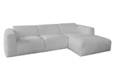 KAWOLA Sofa VALAR Ecksofa Stoff silber Recamiere rechts