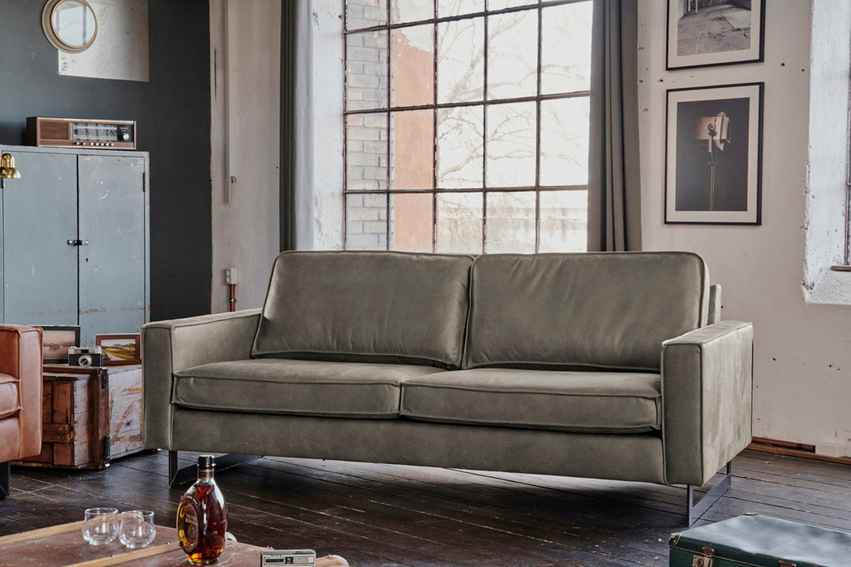 KAWOLA Sofa VILNIUS Lederfaserstoff anthrazit, 3-Sitzer