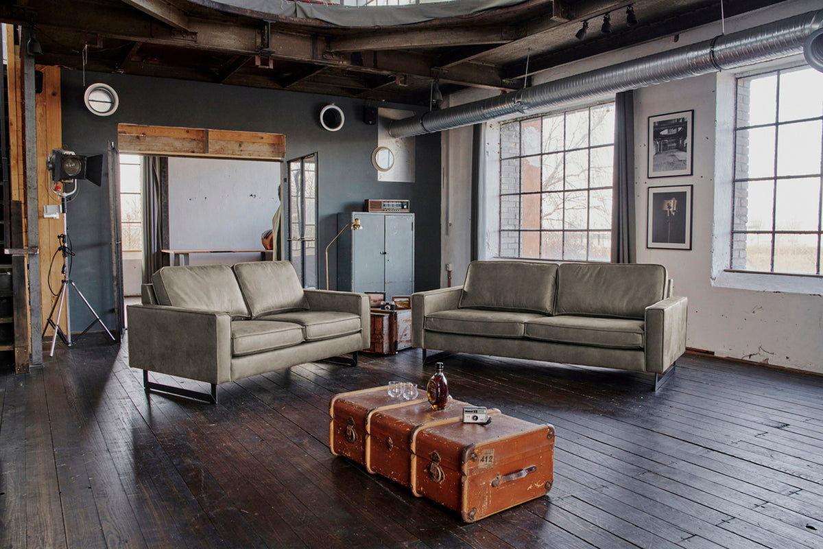 KAWOLA Sofa VILNIUS Lederfaserstoff anthrazit