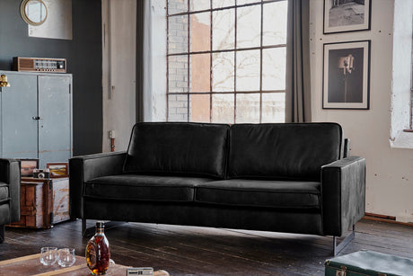 KAWOLA Sofa VILNIUS Lederfaserstoff schwarz, 3-Sitzer