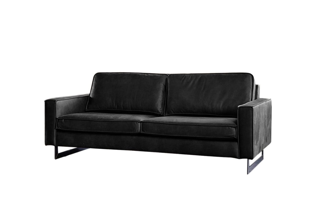 KAWOLA Sofa VILNIUS Lederfaserstoff schwarz