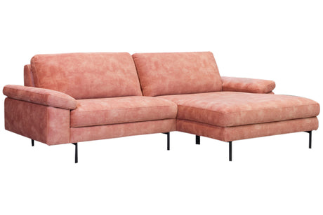 KAWOLA Sofa VISAO Ecksofa Velvet Recamiere rechts rosa