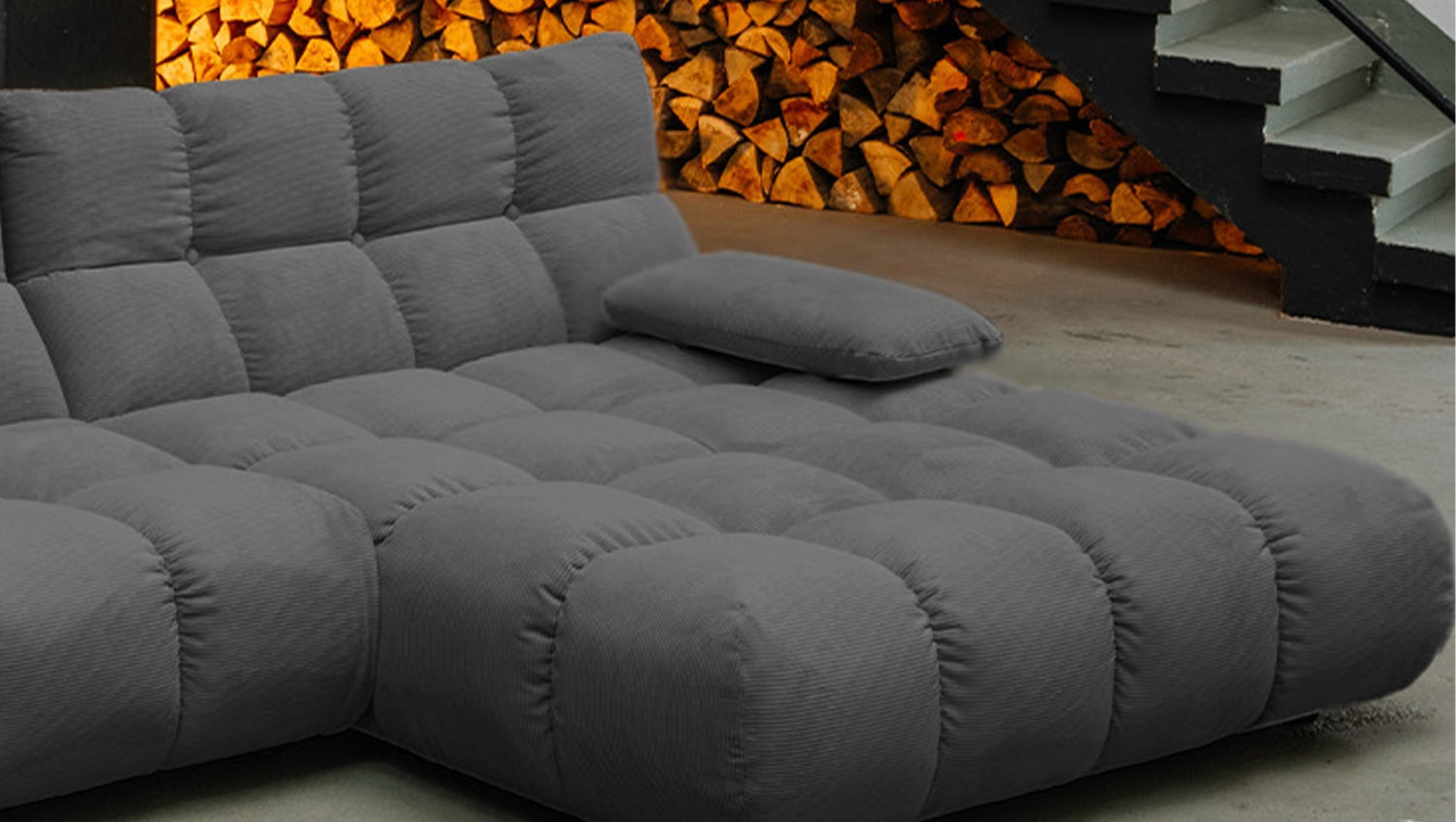 KAWOLA Sofa VIVIEN Ecksofa Feincord anthrazit