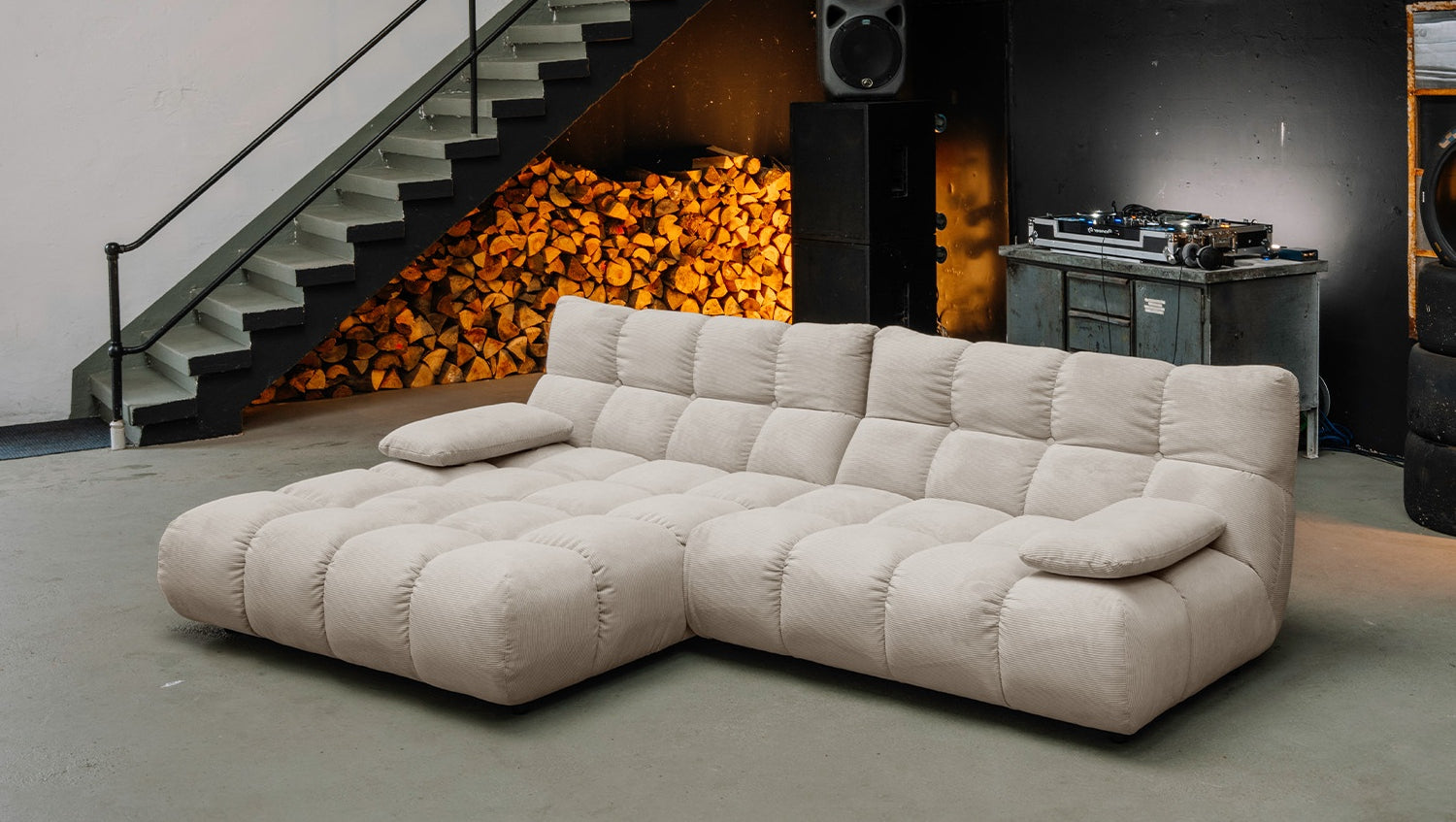KAWOLA Sofa VIVIEN Ecksofa Feincord beige, Links