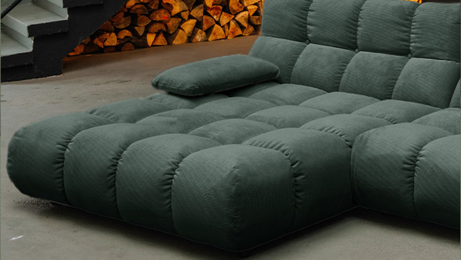 KAWOLA Sofa VIVIEN Ecksofa Feincord grün