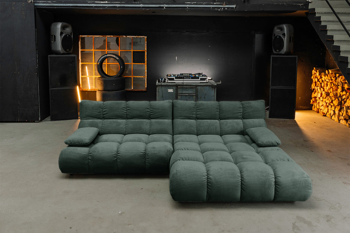 KAWOLA Sofa VIVIEN Ecksofa Feincord grün