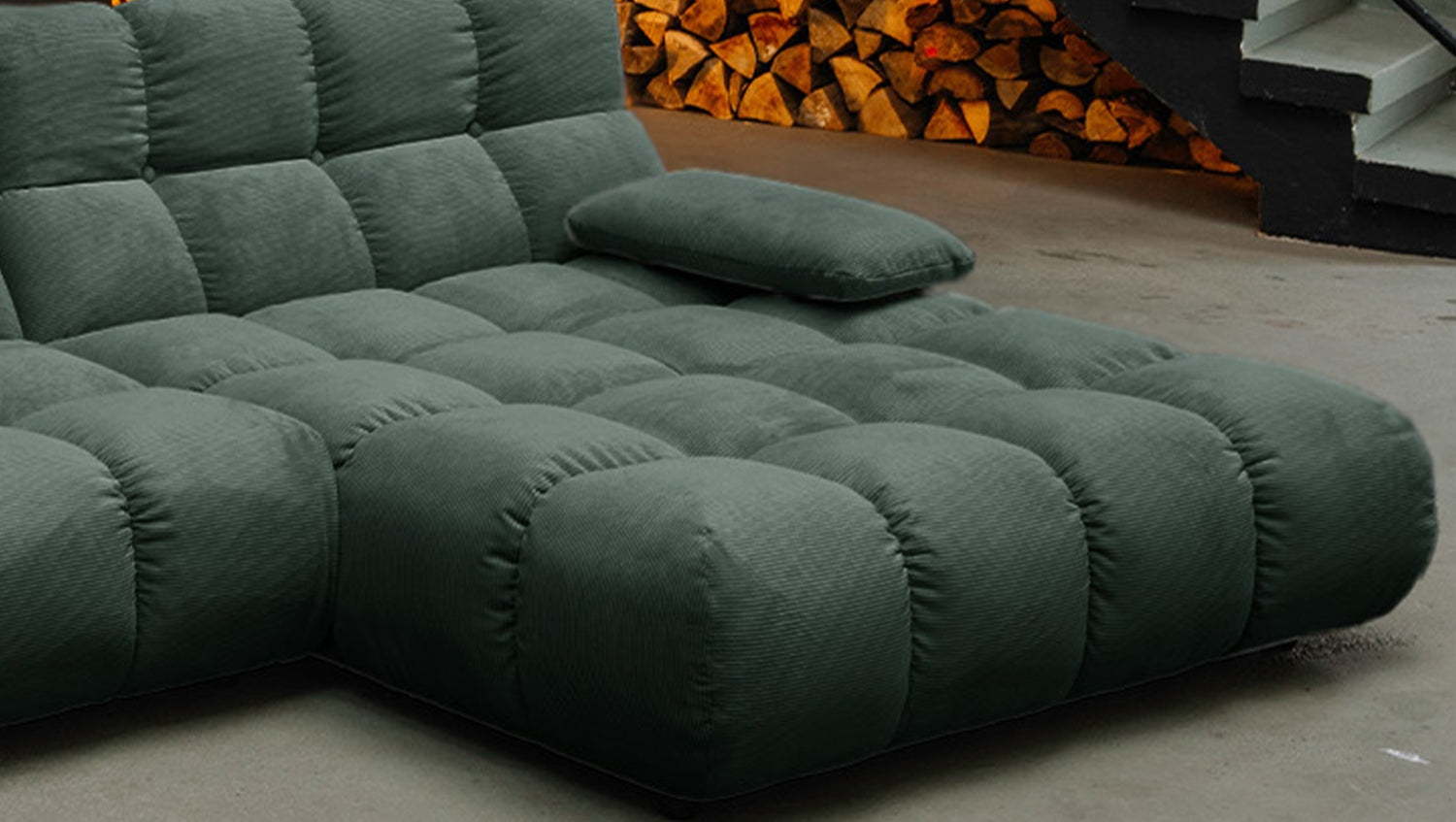 KAWOLA Sofa VIVIEN Ecksofa Feincord grün