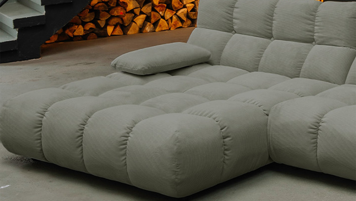 KAWOLA Sofa VIVIEN Ecksofa Feincord olivgrün