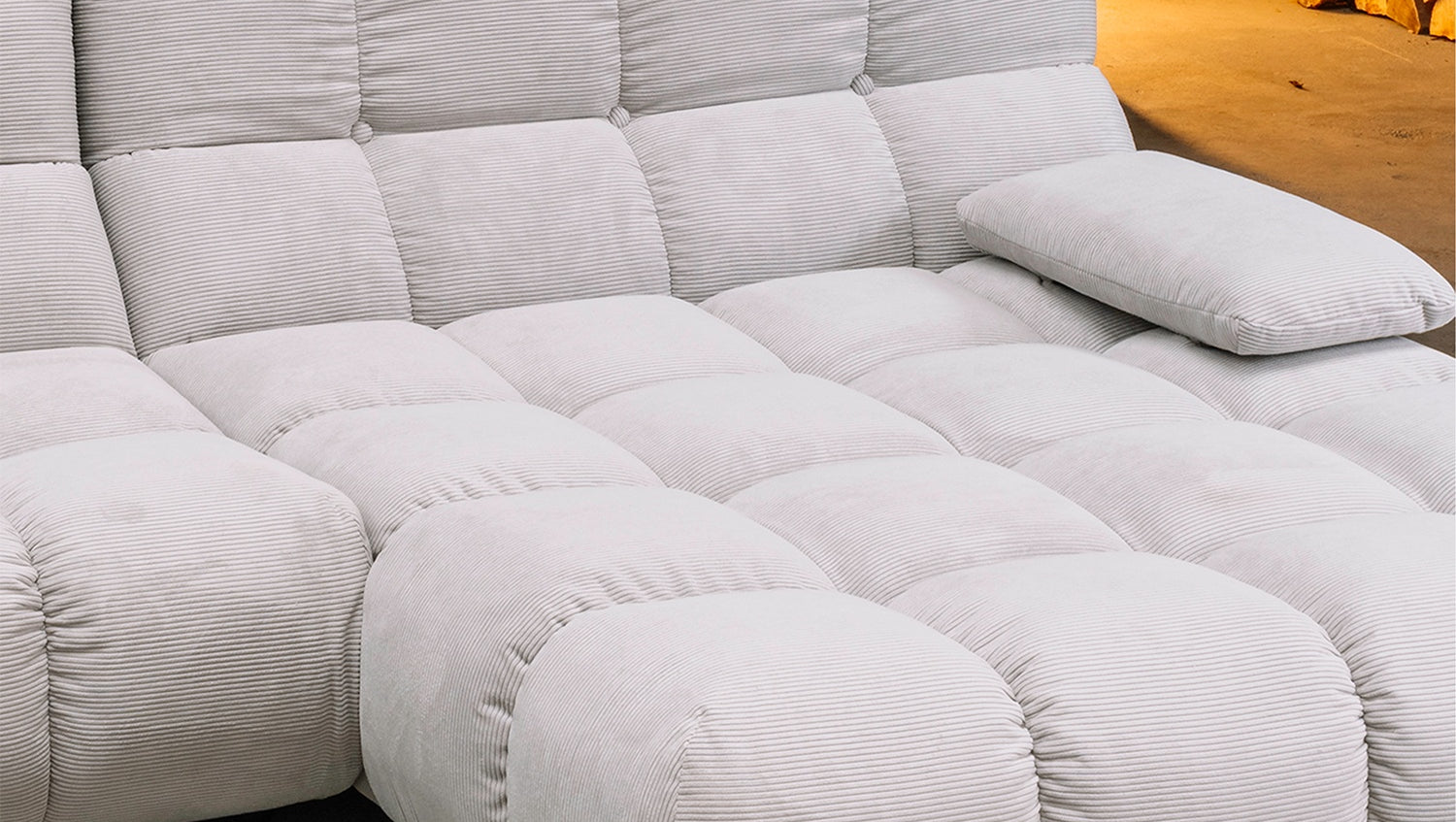 KAWOLA Sofa VIVIEN Ecksofa Feincord silber
