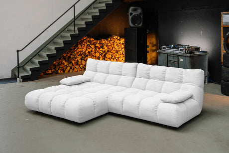 KAWOLA Sofa VIVIEN Ecksofa Feincord weiß, Links