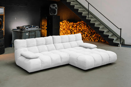 KAWOLA Sofa VIVIEN Ecksofa Feincord weiß, Rechts