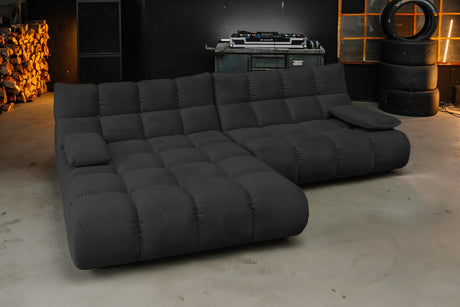 KAWOLA Sofa VIVIEN Ecksofa Velvet schwarz