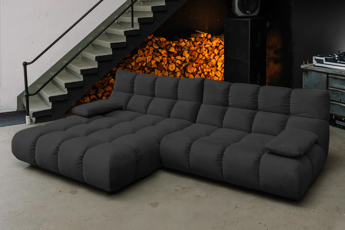 KAWOLA Sofa VIVIEN Ecksofa Velvet schwarz