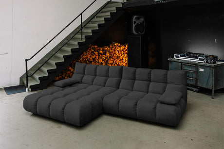 KAWOLA Sofa VIVIEN Ecksofa Velvet schwarz, Links